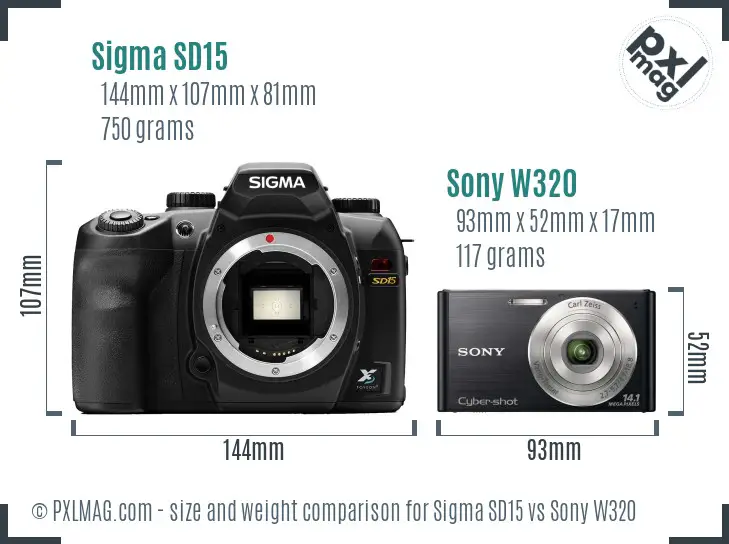 Sigma SD15 vs Sony W320 size comparison Sigma SD15 vs Sony W320 size comparison
