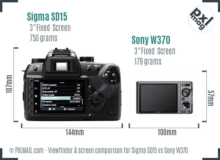 Sigma SD15 vs Sony W370 Screen and Viewfinder comparison