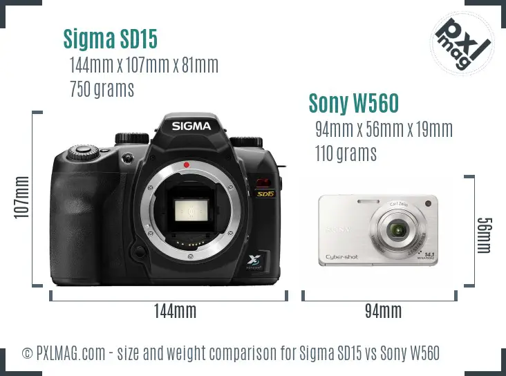 Sigma SD15 vs Sony W560 size comparison