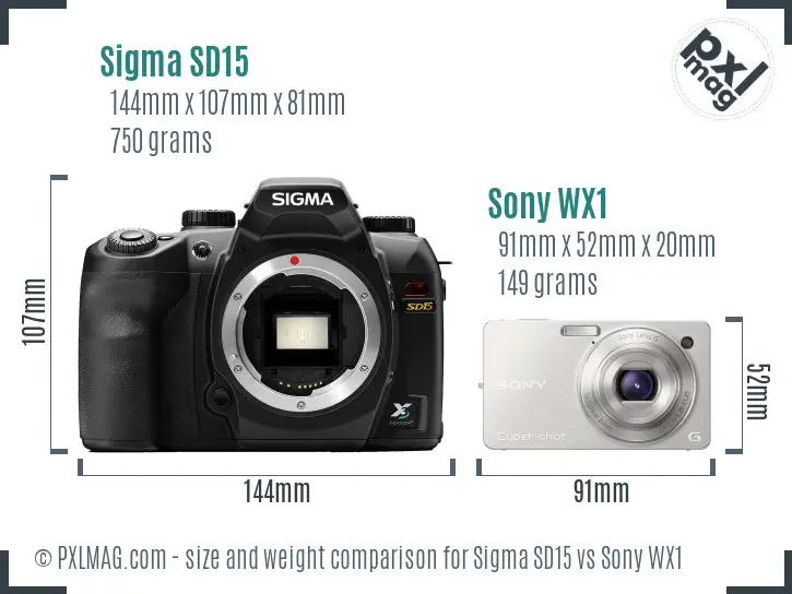 Sigma SD15 vs Sony WX1 size comparison