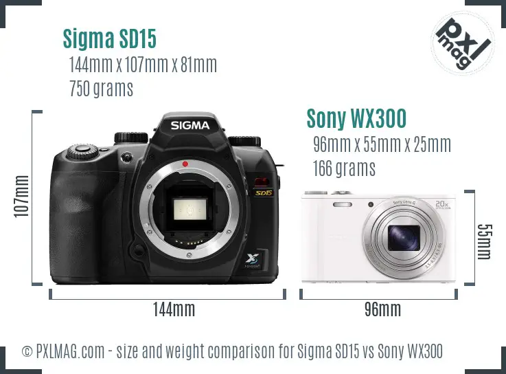 Sigma SD15 vs Sony WX300 size comparison
