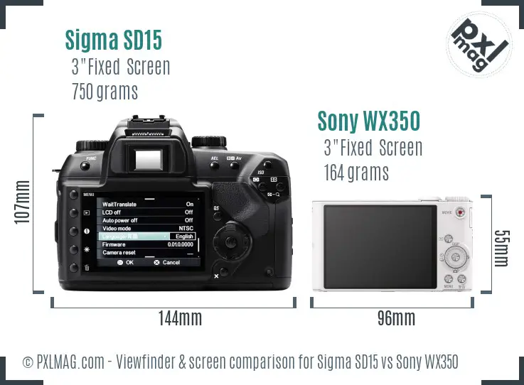 Sigma SD15 vs Sony WX350 Screen and Viewfinder comparison