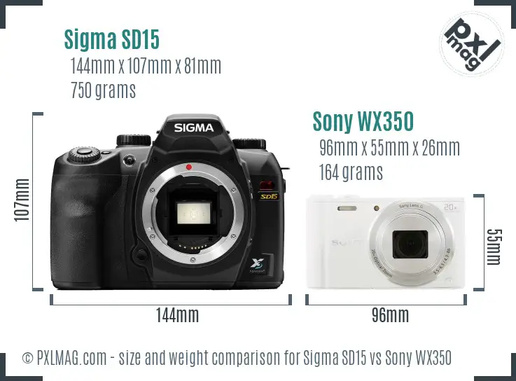 Sigma SD15 vs Sony WX350 size comparison