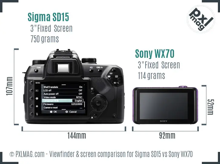 Sigma SD15 vs Sony WX70 Screen and Viewfinder comparison