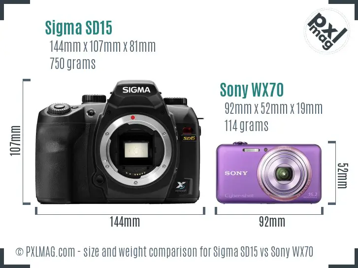 Sigma SD15 vs Sony WX70 size comparison