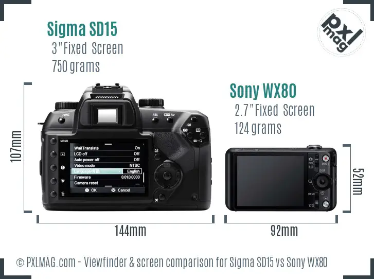 Sigma SD15 vs Sony WX80 Screen and Viewfinder comparison Sigma SD15 vs Sony WX80 Screen and Viewfinder comparison