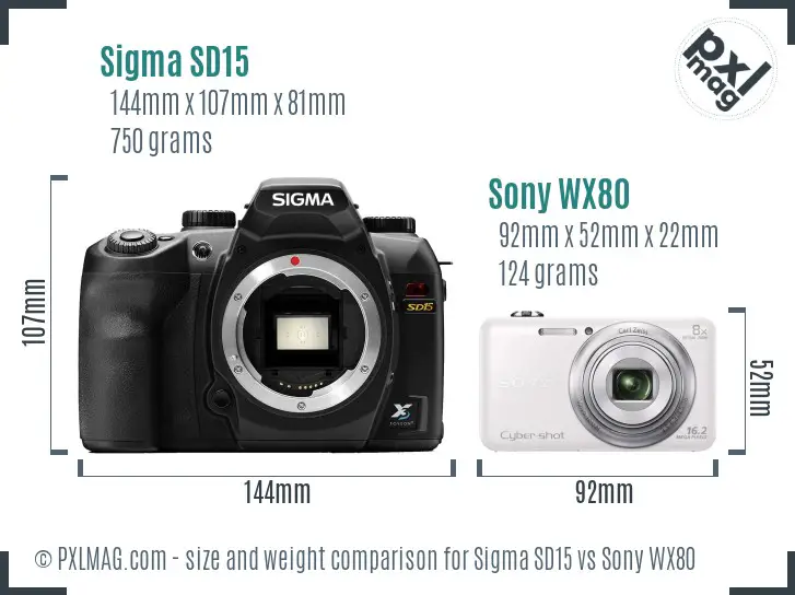 Sigma SD15 vs Sony WX80 size comparison Sigma SD15 vs Sony WX80 size comparison