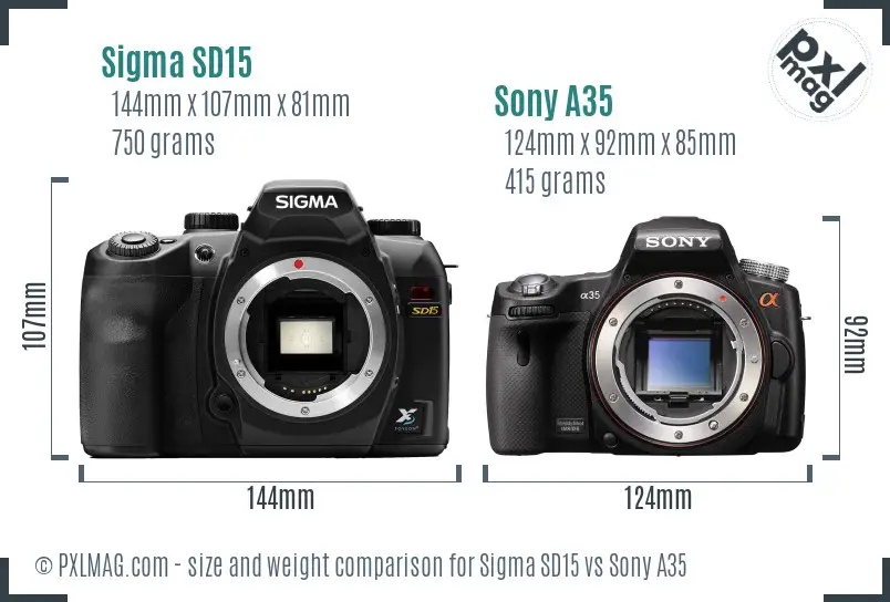 Sigma SD15 vs Sony A35 size comparison