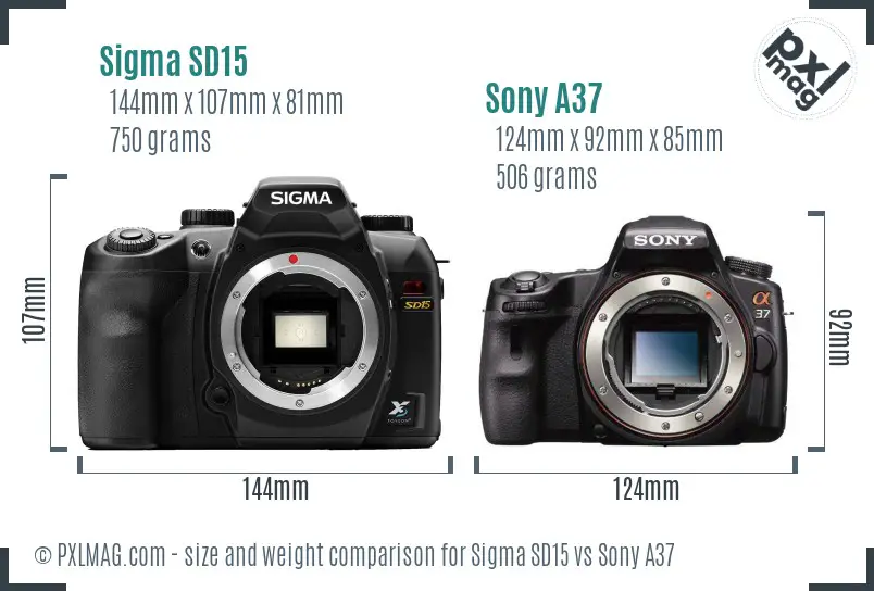 Sigma SD15 vs Sony A37 size comparison