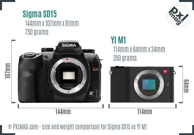 Sigma SD15 vs YI M1 size comparison