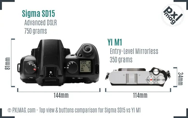 Sigma SD15 vs YI M1 top view buttons comparison