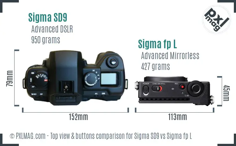 Sigma SD9 vs Sigma fp L top view buttons comparison