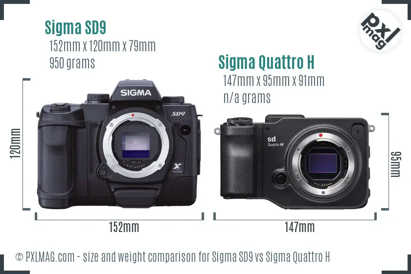 Sigma SD9 vs Sigma Quattro H size comparison