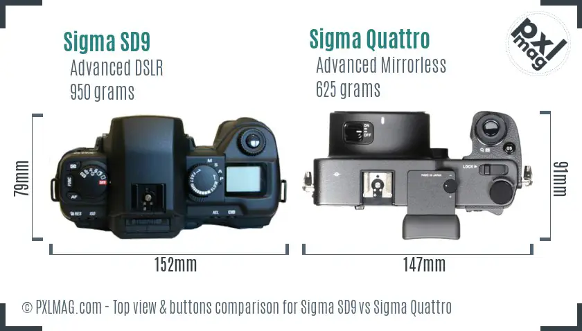 Sigma SD9 vs Sigma Quattro top view buttons comparison