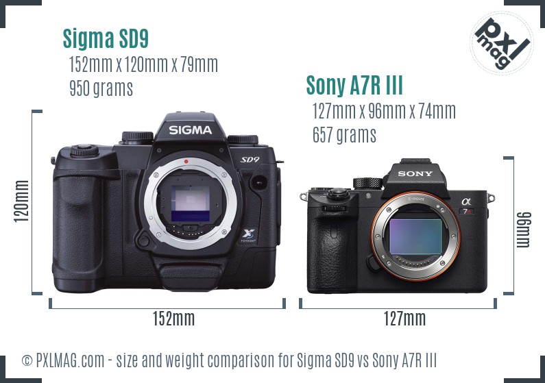 Sigma SD9 vs Sony A7R III size comparison Sigma SD9 vs Sony A7R III size comparison