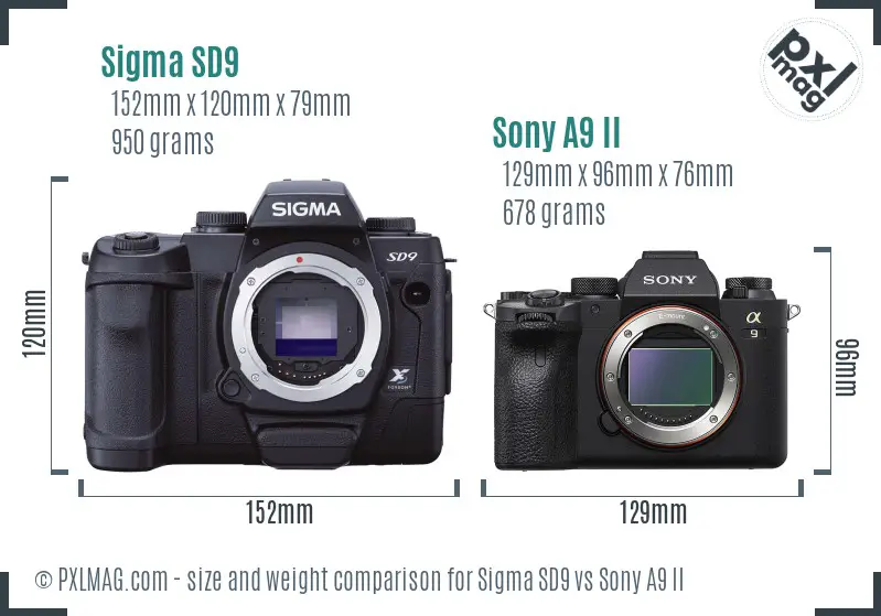 Sigma SD9 vs Sony A9 II size comparison Sigma SD9 vs Sony A9 II size comparison