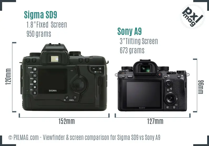 Sigma SD9 vs Sony A9 Screen and Viewfinder comparison