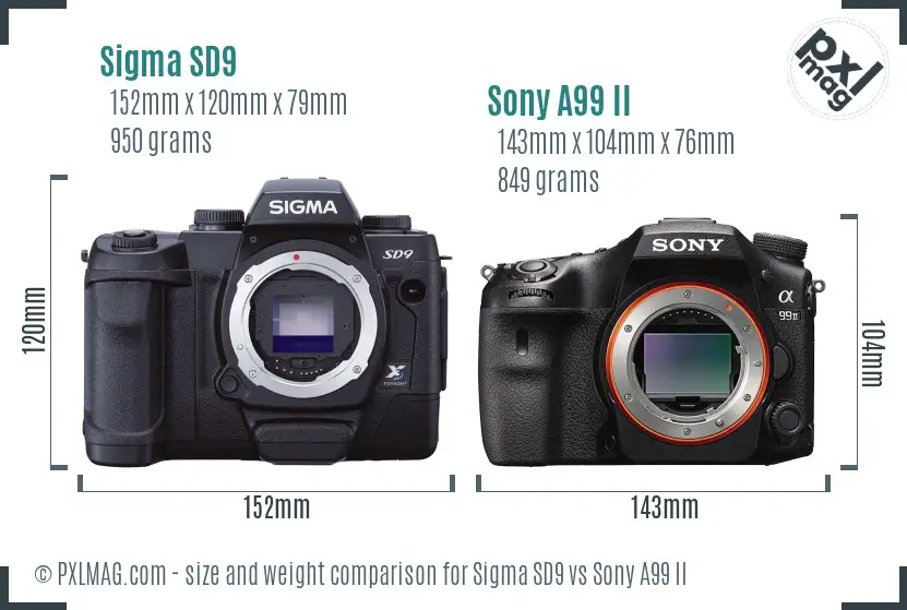 Sigma SD9 vs Sony A99 II size comparison