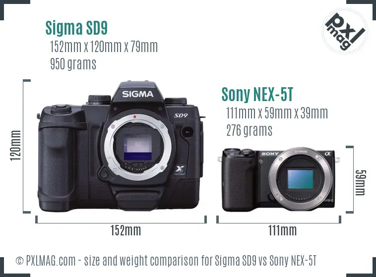 Sigma SD9 vs Sony NEX-5T size comparison