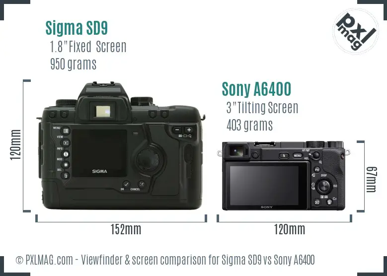 Sigma SD9 vs Sony A6400 Screen and Viewfinder comparison