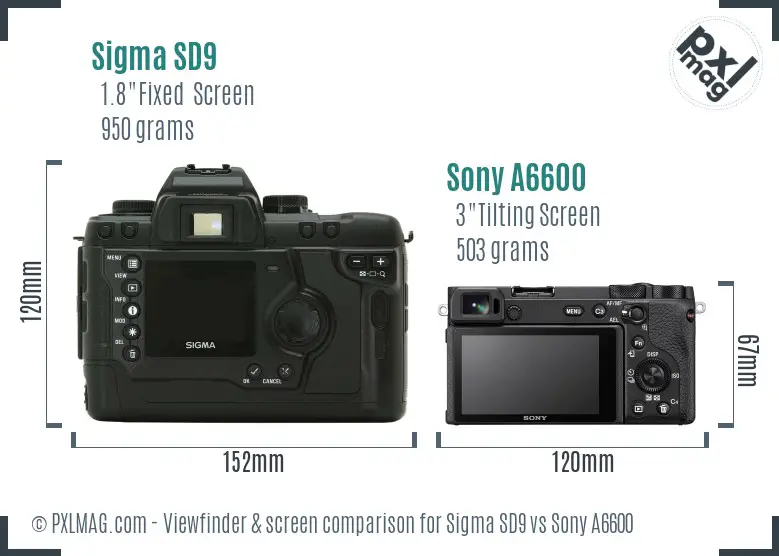 Sigma SD9 vs Sony A6600 Screen and Viewfinder comparison Sigma SD9 vs Sony A6600 Screen and Viewfinder comparison