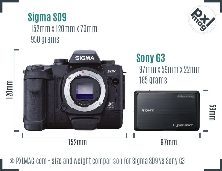 Sigma SD9 vs Sony G3 size comparison Sigma SD9 vs Sony G3 size comparison