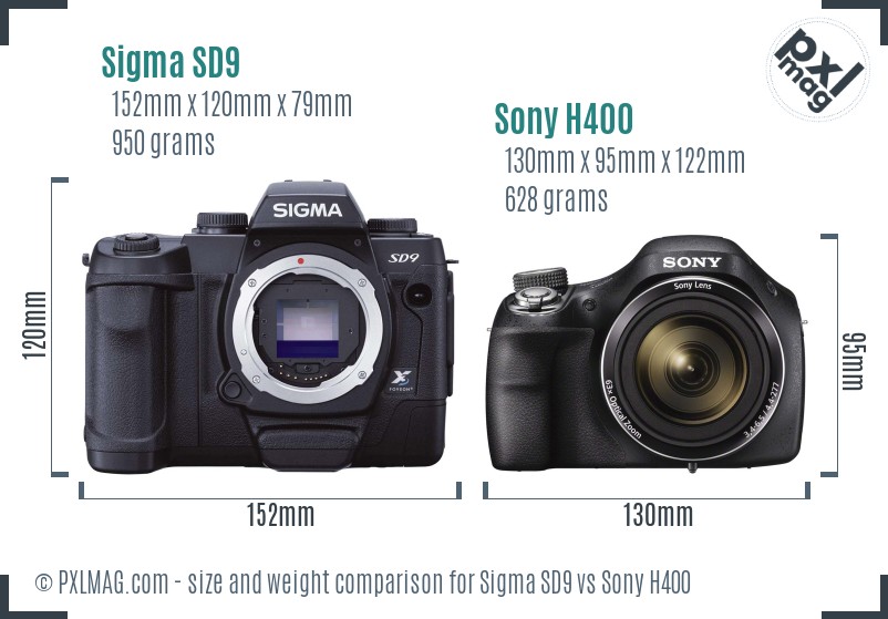 Sigma SD9 vs Sony H400 size comparison Sigma SD9 vs Sony H400 size comparison