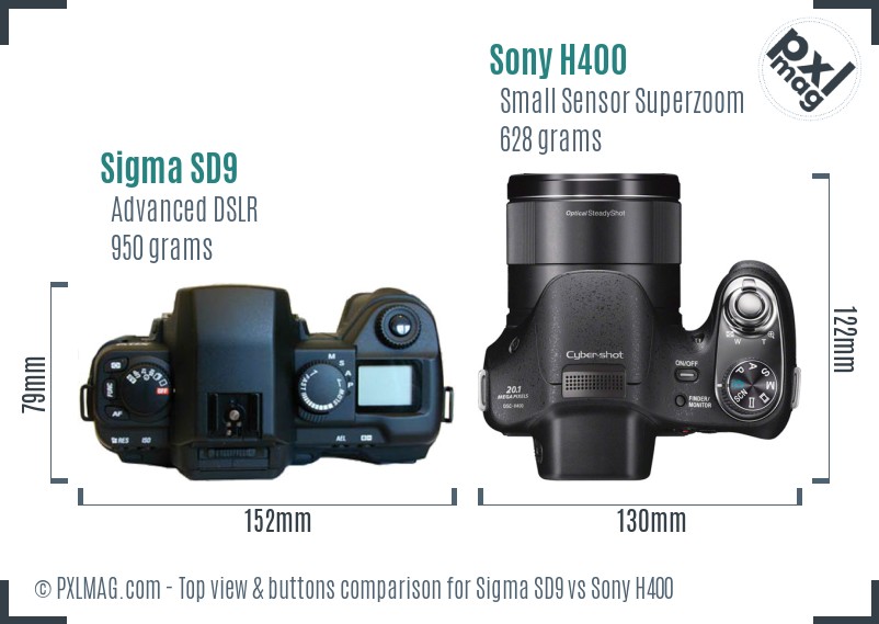 Sigma SD9 vs Sony H400 top view buttons comparison