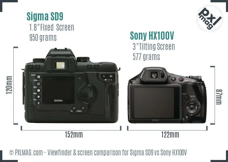 Sigma SD9 vs Sony HX100V Screen and Viewfinder comparison