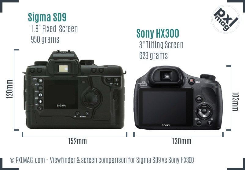 Sigma SD9 vs Sony HX300 Screen and Viewfinder comparison