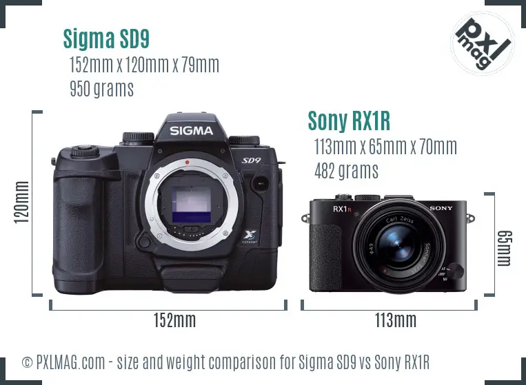 Sigma SD9 vs Sony RX1R size comparison