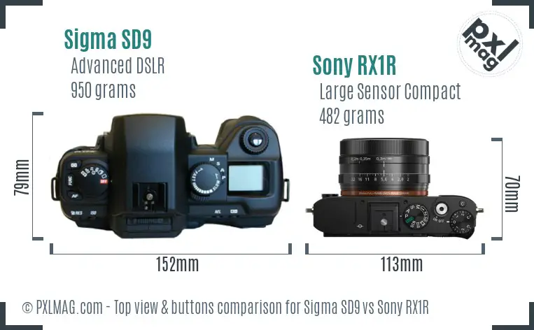 Sigma SD9 vs Sony RX1R top view buttons comparison