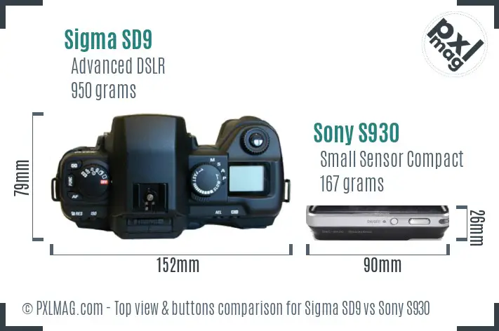 Sigma SD9 vs Sony S930 top view buttons comparison