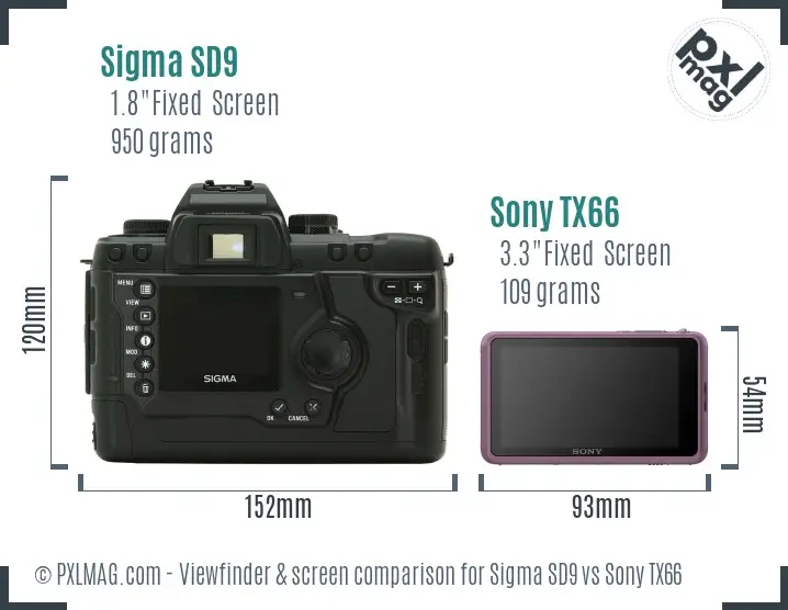 Sigma SD9 vs Sony TX66 Screen and Viewfinder comparison