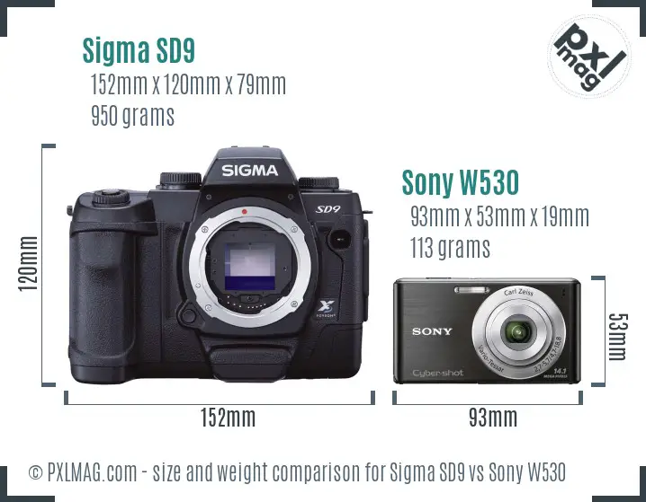 Sigma SD9 vs Sony W530 size comparison Sigma SD9 vs Sony W530 size comparison