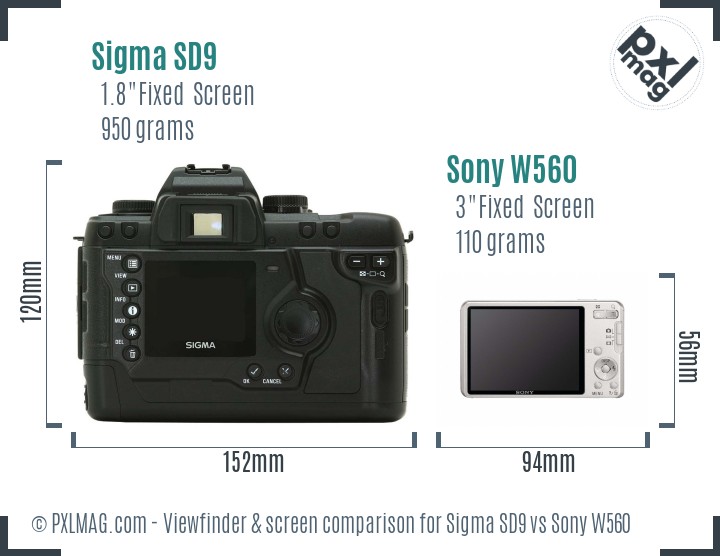Sigma SD9 vs Sony W560 Screen and Viewfinder comparison
