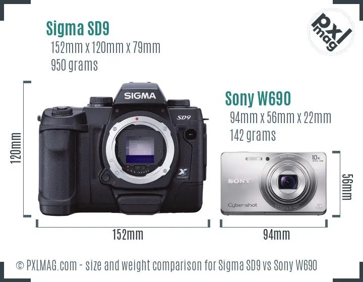 Sigma SD9 vs Sony W690 size comparison