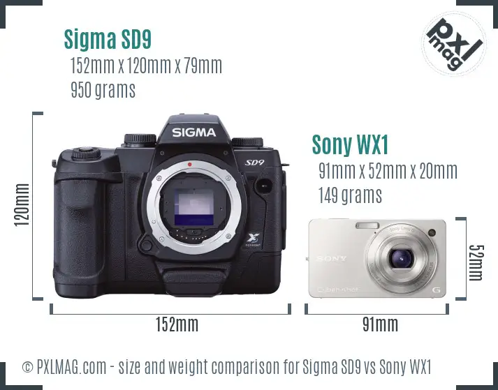 Sigma SD9 vs Sony WX1 size comparison