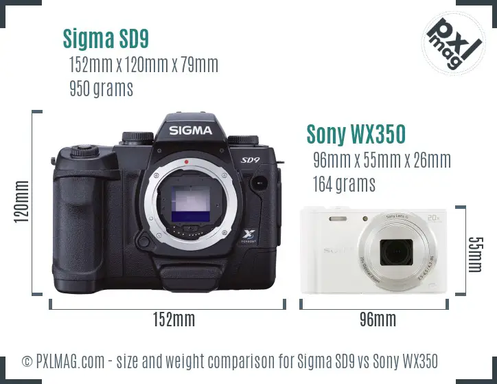 Sigma SD9 vs Sony WX350 size comparison