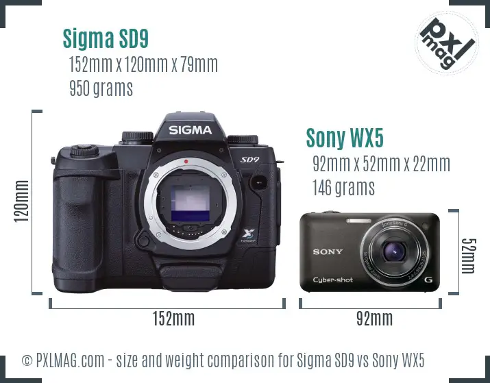 Sigma SD9 vs Sony WX5 size comparison