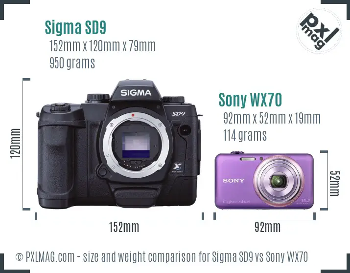 Sigma SD9 vs Sony WX70 size comparison