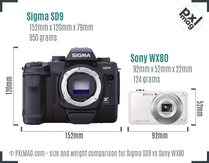 Sigma SD9 vs Sony WX80 size comparison