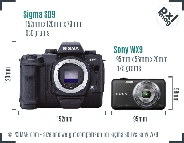 Sigma SD9 vs Sony WX9 size comparison
