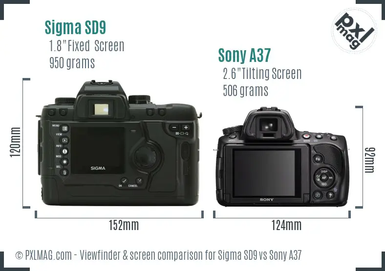 Sigma SD9 vs Sony A37 Screen and Viewfinder comparison
