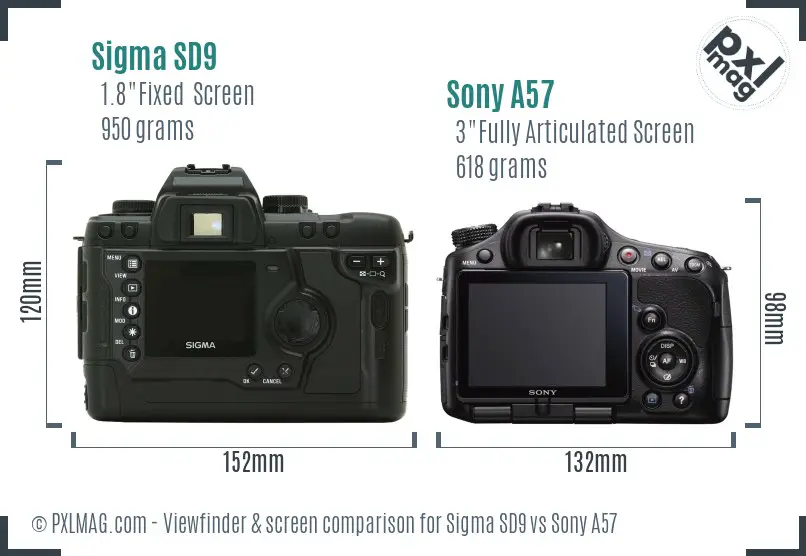 Sigma SD9 vs Sony A57 Screen and Viewfinder comparison