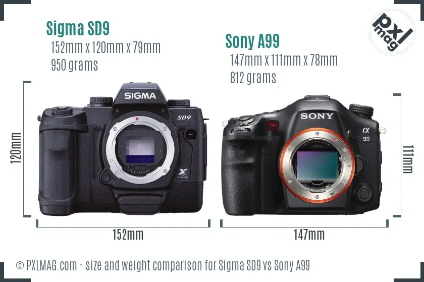 Sigma SD9 vs Sony A99 size comparison