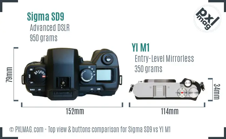 Sigma SD9 vs YI M1 top view buttons comparison Sigma SD9 vs YI M1 top view buttons comparison