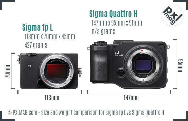 Sigma fp L vs Sigma Quattro H size comparison