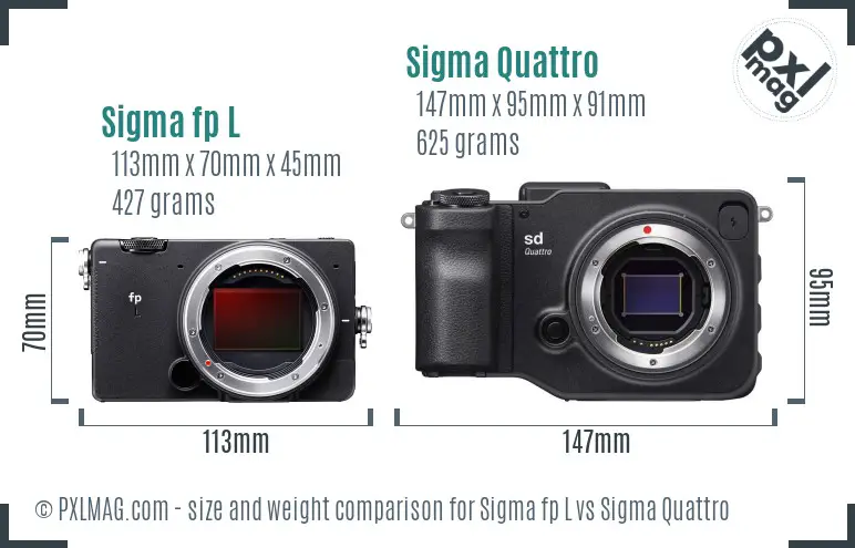 Sigma fp L vs Sigma Quattro size comparison