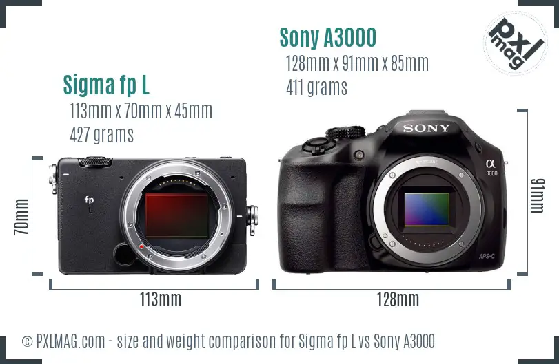 Sigma fp L vs Sony A3000 size comparison